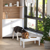 Dog Pet Bowl 23" Elevated Durable Wooden Heavy Duty Feeding Station - White