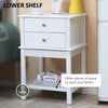 Modern Sofa Side Table with 2 Storage Drawers, End Table with Bottom Shelf for Living Room, Bedroom, White
