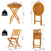 3-Pieces Folding Acacia Wood Patio Bistro Set Outdoor Square Table Two Chair