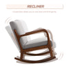 Upholstered Rocking Armchair with Wood Base and Linen Fabric Padded Seat for Living Room, Grey