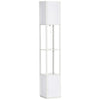 Modern Shelf Floor Lamps with 2 Light, Fabric Shade, for Living Room Bedroom, 10.25"x10.25"x61.5", White