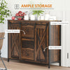 Industrial Farmhouse Buffet Cabinet, Kitchen Sideboard with Barn Doors, Three Drawers and Adjustable Shelves for Living Room, Rustic Brown