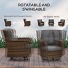 4 Piece PE Wicker Patio Furniture Set, Conversation Set with 2 360Â° Swivel Rocking Armchairs, 1 Loveseat Sofa, Thick Cushions and Glass Table Top Table, Gray