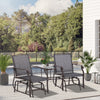 Outdoor Glider Chairs with Coffee Table, Patio 2-Seat Rocking Chair Swing Loveseat with Breathable Sling for Backyard, Garden and Porch, Grey