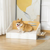 Modern Dog Bed, Furniture Style Pet Sofa, Cat Couch, with Soft Cushion, 2 Feeding Bowls, Handles, for Small Sized Dog