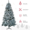 7.5' Prelit Artificial Flocked Christmas Trees, with Snow Frosted Branches, Cold White LED Lights, Auto Open