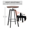 3 Piece Industrial Adjustable Dining Table Set, Bar Height Bistro Table and Swivel Pub Stools for Small Space