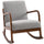 Upholstered Rocking Armchair with Wood Base and Linen Fabric Padded Seat for Living Room, Grey