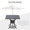 36" x 36" Square Metal Outdoor Patio Bistro Table with Center Umbrella Hole & Cast Iron Stylish Design