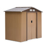 7' x 4' x 6' Metal Outdoor Shed Organizer & Garden Storage with 4 Vents for Airflow & 2 Easy Sliding Doors, Brown