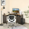 L-Shaped Computer Desk with Open Shelf and Storage Cabinet, Corner Writing Desk with Adjustable Shelf, Coffee / Walnut