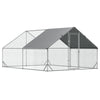 Large Metal Chicken Coop, Walk-in Poultry Cage Galvanized Hen Playpen with Cover and Lockable Door for Backyard Farm, 10' x 13' x 6.5', Silver