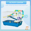Extra Large 31" Hamster Cage with Tubes and Tunnels, Carry Handles, Big Habitats 5-Tier Design, Exercise Wheel, Water Bottle, Food Dish, Blue