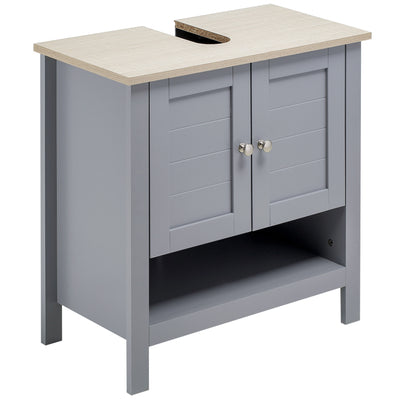 Bathroom Under Sink Cabinet, Bathroom Vanity Unit, Pedestal Under Sink Design with Adjustable Shelf, Grey