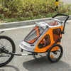 Dog Bike Trailer 2-In-1 Pet Stroller Cart Bicycle Wagon Cargo Carrier with 360 Swivel Wheel Reflectors Parking Brake Straps Cup Holder Orange