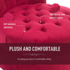 High Back Accent Chair, Upholstered Armless Chair, Retro Button-Tufted Royal Design w/ Padding and Rubberwood Leg for Living Room, Crimson Red