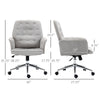 Modern Mid-Back Tufted Linen Fabric Home Office Task Chair with Arms, Swivel Adjustable - Light Grey