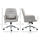 Modern Mid-Back Tufted Linen Fabric Home Office Task Chair with Arms, Swivel Adjustable - Light Grey