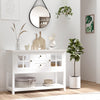 Kitchen Sideboard Serving Buffet Cabinet Cupboard Console Table with Adjustable Shelves, Glass Doors, and 2 Drawers, for Living Room, White