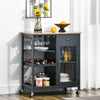 Kitchen Cart, Utility Cart with Wine Rack, Shelves, Drawer and Cabinet, Rolling Kitchen Island Cart, Grey