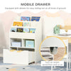Kids Bookcase Multi-Shelf Book Rack Organizer with Mobile Drawer for Book Magazine Toy Study Bedroom Playroom, White