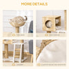 Cat Tree for Indoor Cats Kitty Tower Cattail Weave with Cat Condo, Bed, Ladder, Washable Cushions, 22.5" x 14.5" x 39.5", Natural