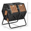 Dual Chamber Compost Bin, Rotating Composter, Compost Tumbler with Ventilation Openings and Steel Legs, 34.5 Gallon