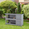 54" 2-Story Large Rabbit Hutch Bunny Cage Wooden Pet House with Lockable Doors, No Leak Tray and waterproof Roof for Outdoor/Indoor Grey