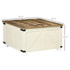 Farmhouse Coffee Table, Square Center Table with Flip-top Lids, Hidden Storage Compartment and Wooden Legs Antique White