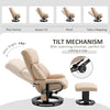 Recliner with Ottoman Footrest, Recliner Chair with Vibration Massage, Faux Leather and Swivel Wood Base for Living Room and Bedroom, Beige