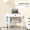 Corner Desk, Triangle Computer Desk with Drawer and Storage Shelves for Small Spaces, Home Office Workstation, White
