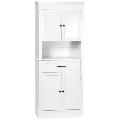 Kitchen Hutch Cabinet with Countertop, Kitchen Pantry Storage Cabinet with Wide Drawer, Buffet Hutch, White