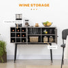 Buffet Cabinet, Sideboard Storage Cabinet with 9-Bottle Wine Rack and Adjustable Shelf for Home Bar, Distressed Grey