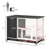Indoor Rabbit Hutch Furniture with Wheels, Bunny Cage, Side Table with Removable Tray, 38" L x 22" x 29.5", Black