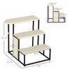 20" 3 Steps Cat Stairs, Carpeted Ladder Ramp, Pet Steps with Scratching Board and Hanging Ball for Small Cats, Steel Frame, Cream White