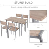 5 Piece Dining Table Set Modern Dining Table and Chairs Kitchen Dining Room Table and Chairs Set 5 Piece Dining Room Set- Natural Wood/Grey