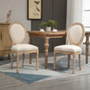 French-Style Upholstered Dining Chairs Set of 2, Armless Accent Side Chairs with Linen-Touch Upholstery, Beige