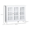 Modern Kitchen Sideboard, Buffet Cabinet with 2 Storage Cupboard, Glass Doors, Round Legs for Living Room, Bedroom, White