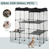 Pet Playpen DIY Small Animal Cage Fence with Door Ramp Accessories Indoor Outdoor for Kitten Pet Mink Black