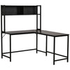 55 Inch Home Office L-Shaped Computer Desk with Storage Shelves, PC Table Study Writing Workstation with 2 Storage Compartments, Black