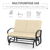 Patio Glider Bench with Padded Cushions and Armrests, Outdoor 2-Person Swing Rocking Chair Loveseat with Sturdy Frame, Beige