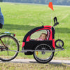 Elite Double Child Two-Wheel Bicycle Trailer with 2 Safety Harnesses - Red / Black