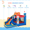 5-in-1 Water Slide Kids Inflatable Bounce House Space Theme Jumping Castle, Includes Slide Trampoline Pool Water Gun Climbing Wall with Carry Bag, Repair Patches