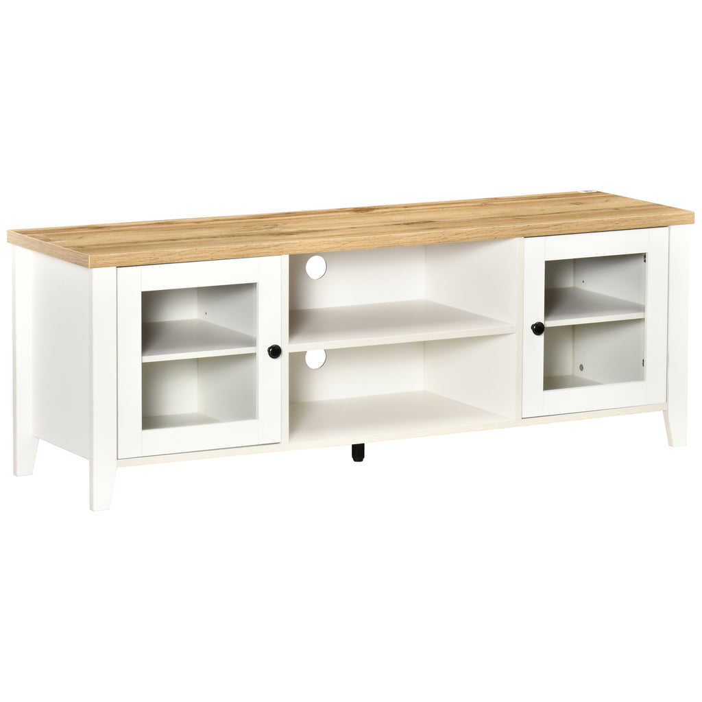 Modern TV Stand, Entertainment Center with Shelves and Cabinets for Flatscreen TVs up to 60" for Bedroom, Living Room, White
