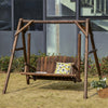 6.5' Outdoor Rustic Loveseat Solid Wood Natural Log Garden Swing Carbonized