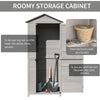 Wooden Garden Cabinet Backyard 4-Tier Storage Shed 3 Shelves Lockable Organizer with Handle Tin Roof Magnetic Latch Foot Pad Light Grey