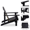 Oversized Adirondack Chair, Outdoor Fire Pit and Porch Seating, Classic Log Lounge for Patio, Backyard, Garden, Lawn, Deck, Black