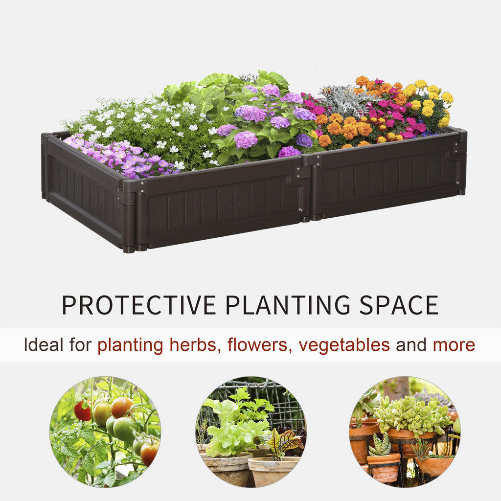 48" x 24" x 8" Raise Garden Bed Kit, Planter Box Above Ground for Flowers/Herb/Vegetables Outdoor Garden Backyard with Easy Assembly, Brown