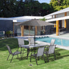 8 Piece Patio Dining Set with Table Umbrella, 6 Chairs and Rectangle Dining Table, Outdoor Patio Furniture Set, Grey