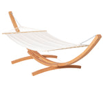 154'' x 47'' Outdoor Hammock, Arch Wooden Hammock with Stand, Single Bed w/ Straps and Hooks, White
